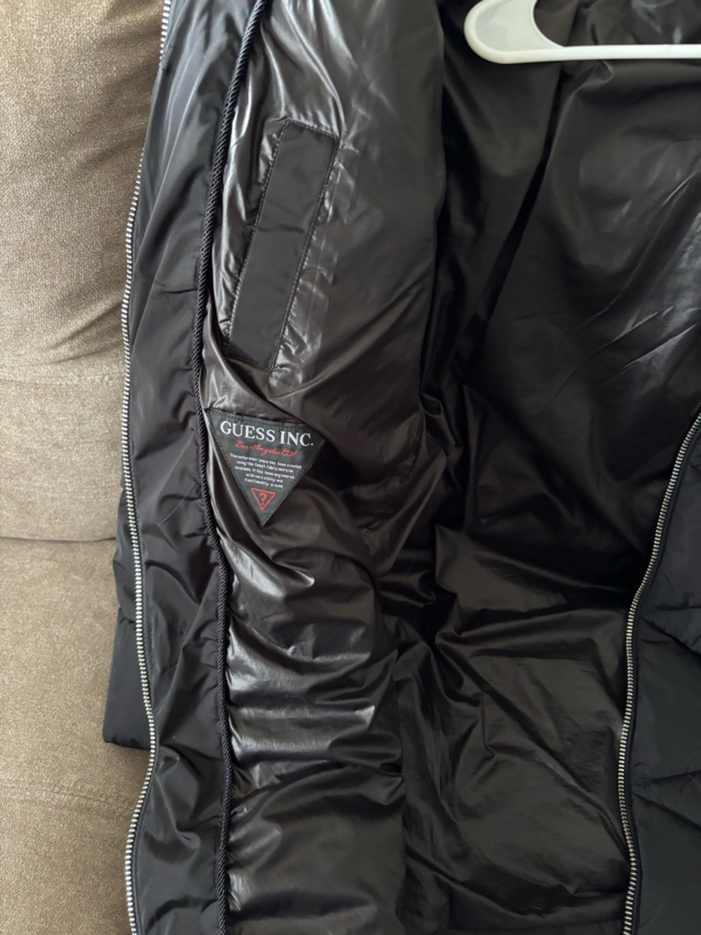 GUESS Black Women’s Quilted Puffer Jacket with Inner Pocket